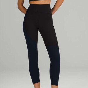 Lululemon Nulu Colour Block High-Rise Crop 23" Black / True Navy Renewed Size 14